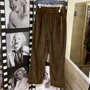 Brown Cuff Leg Corduroy Slacks